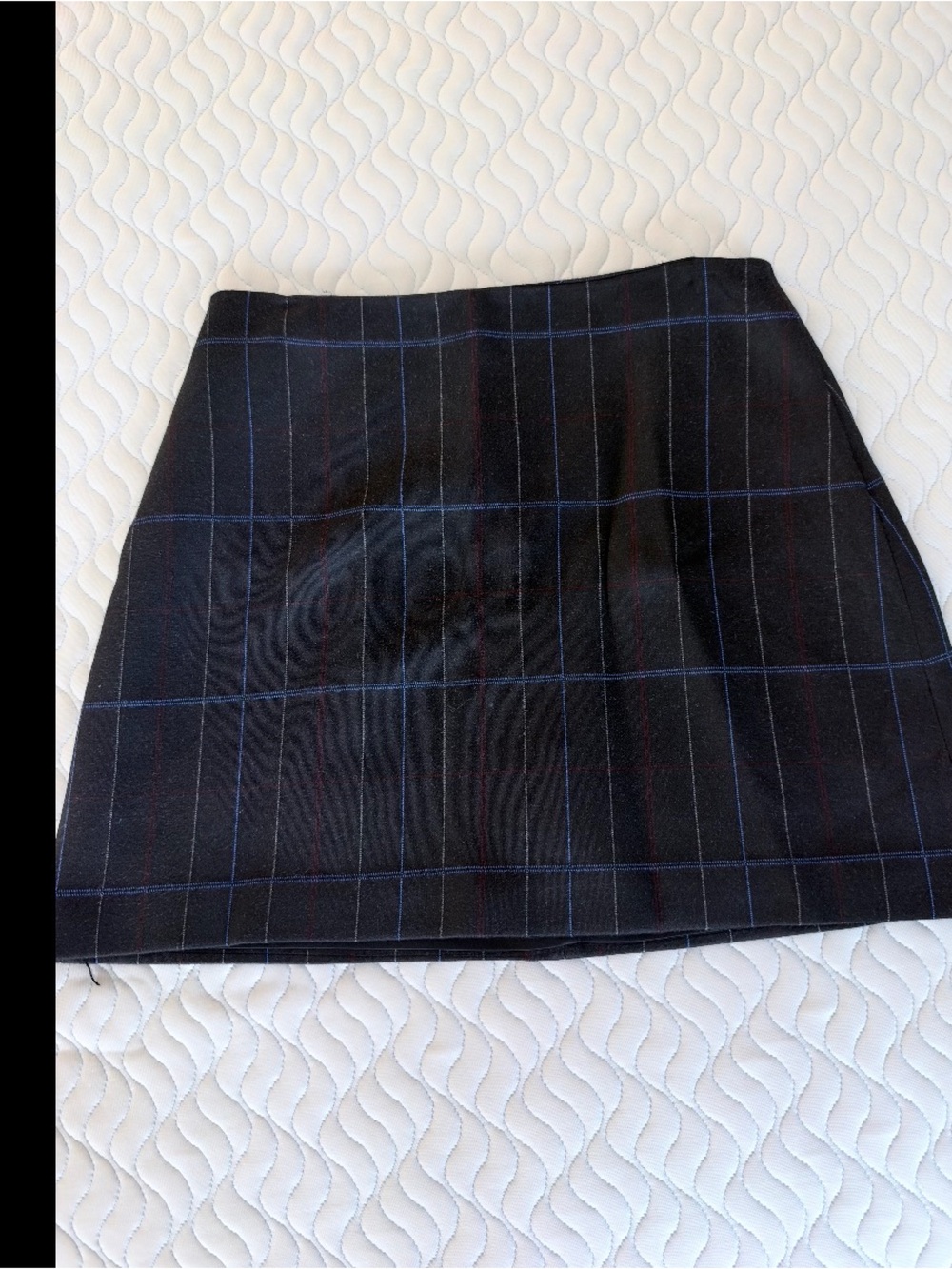 Theory Black Mini Skirt with Blue Windowpane Plaid